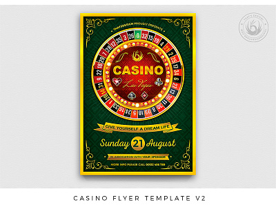 Casino Flyer Template V2 bingo blackjack casino event flyer games gold golden las vegas money photoshop playing cards poker poster promotion psd roulette template texas holdem thatsdesign