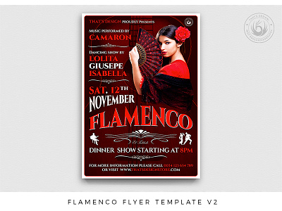 Flamenco Flyer Template V2 classes concert dance dancing exhibition flamenco flyer gipsy music photoshop poster psd red school sexy show spain spanish template thatsdesign