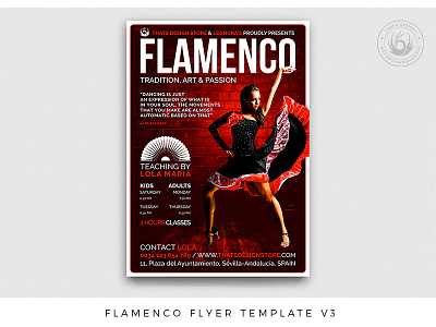 Flamenco Flyer Template V3 classes concert dance dancing exhibition flamenco flyer music photoshop poster psd red sexy show spain spanish tablado tango template thatsdesign