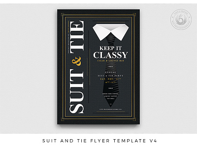 Suit and Tie Flyer Template V4 bar black cigar classy.elegant dandy exclusive flyer gentleman gold golden lounge photoshop poster psd suit template thatsdesign tie vip whiskey