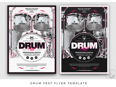 Drum Fest Flyer Template band concert drum drummer fest festival flyer gig hard rock live metal music photoshop poster promotion psd rock rocknroll template thatsdesign