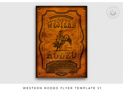 Western Rodeo Flyer Template V1 america american bull event farm farwest flyer horse leather party photoshop poster promotion ranch riding rodeo saloon template thatsdesign western