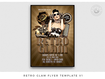 Retro Glam Flyer Template V1 charleston classy club elegant event flyer gatsby glamour ladies night party photoshop poster prootion psd retro sexy template thatsdesign vintage