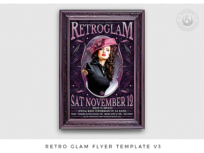 Retro Glam Flyer Template V3 burlesque canva classy club elegant flyer glam glamour night oldies party photoshop poster psd retro saloon template thatsdesign victorian vintage