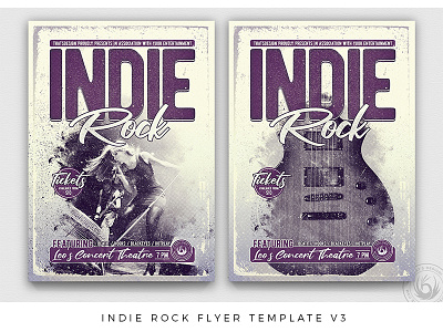 Indie Rock Flyer Template V3 alternative band design distressed fest festival flyer gig grunge guitar indie live music photoshop poster print psd rock template thatsdesign