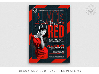 Black and Red Flyer Template V5 black black and red black friday club crimson dj event flyer ladies music night nightclub party photoshop poster psd red sexy template thatsdesign