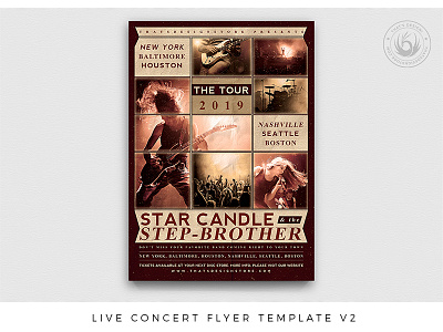 Live Concert Flyer Template V2 band blues concert event fest festival flyer gig indie jazz live music photoshop poster promotion psd rock show template thatsdesign