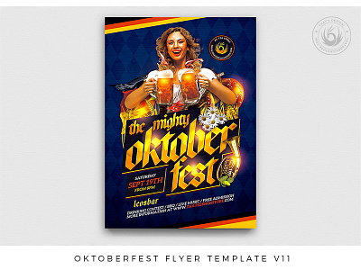 Oktoberfest Flyer Template V11 bar bavaria beer brewery club fest festival flyer folklore german germany music night oktoberfest party photoshop poster pretzel psd template