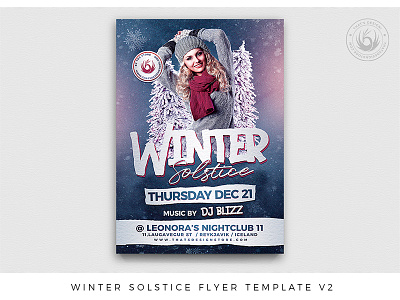 Winter Solstice Flyer Template V2 bar club day flyer hotel ice mountain night nightclub party photoshop poster psd resort season snow solstice template thatsdesign winter