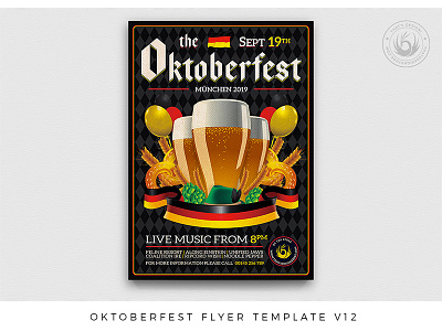 Oktoberfest Flyer Template V12 bar bavarian beer brewery club design fest festival flyer german germany oktoberfest party photoshop poster pretzel psd pub template thatsdesign