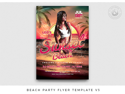 Beach Party Flyer Template V3 beach beach party club club night design exotic flyer flyer template hawaii island lounge ocean photoshop poster psd sexy summer sunset thatsdesign tropical