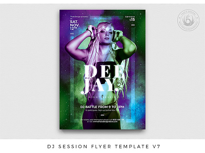 DJ Session Flyer Template V7 artist club club night concert deejay dj electro electronic electronic music extraterrestrial flyer gradient nightclub party poster sexy space stars template thatsdesign