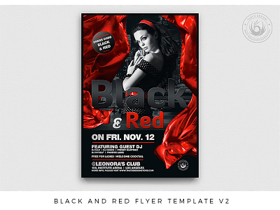 Black and Red Flyer Template V2 black black and red black and white classy club crimson design dj elegant event flyer night nightclub party poster print promotion red thatsdesign urban