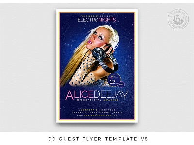 DJ Guest Flyer Template V8 album artist club concert cover deejay dj electronic electronics festival flyer gig music party performer poster rave sexy techno trance