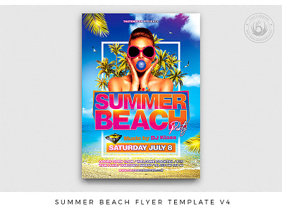 Summer Beach Flyer Template V4 bash beach club exotic flat design flyer holidays island ocean party party poster sea sexy spring spring break summer sun template tropical vacation