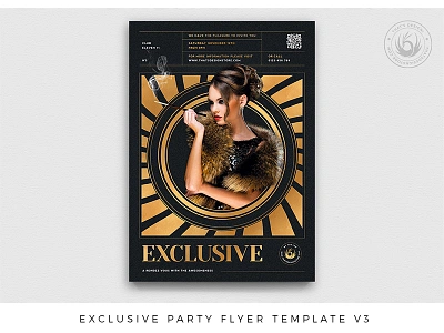 Exclusive Party Flyer Template V3 art deco black blak and gold classy club club flyer elegant exclusive gold golden party party poster photoshop print promotion psd psd design retro template vintage