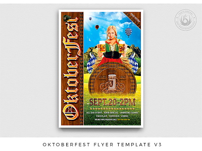 Oktoberfest Flyer Template V3 bar bavarian beer club club night country fest festival flat design flyer german oktoberfest party party poster poster print promotional pub sexy template