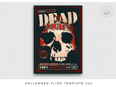 Halloween Flyer Template V24 black costume dead death designs flyer freakshow fright halloween night nightclub party photoshop poster print psd red scary skull template