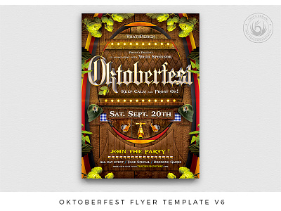 Oktoberfest Flyer Template V6 bar bavarian beer brew brewery club fest festival flyer flyer template german oktoberfest party photoshop poster print promotion psd psd design rustic