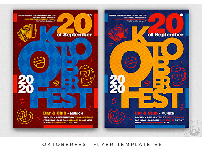 Oktoberfest flyer template V8 bar bavarian beer club design festival festivals flat flyer german music oktoberfest party photoshop poster print promotion promotional psd template