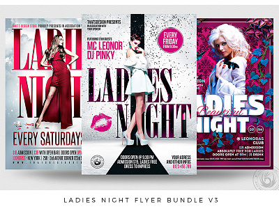 Ladies Night Flyer Bundle V3 beauty bundle catwalk classy elegant flyer girls ladies modeling night nightclub party pink poster promotion promotional sexy star template womwn