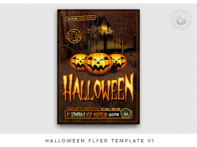 Halloween Flyer Template V1 cemetary halloween halloween flyer haunted haunted house horror manor night nightclub party flyer photoshop poster print promotion promotional psd pumpkins scary template woods