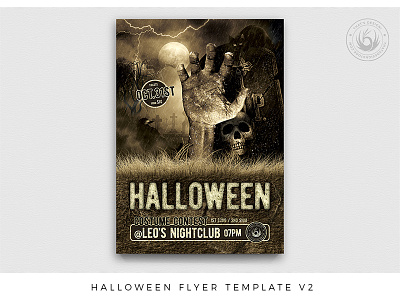 Halloween Flyer Template V2 cemetary club design flyer freakshow halloween horror living dead night party photoshop poster print psd scary template terror tombstone walkingdead zombie