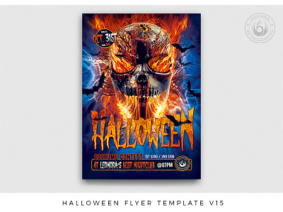Halloween Flyer Template V15 bats club fire flyer freak freakshow halloween halloween party horror night nightclub photoshop poster promotion promotional psd scary skull template terror