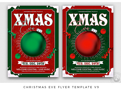 Christmas Eve Flyer Template V9 ball celebration christmas club design dj flyer night nightclub party photoshop poster print psd santa snow template toy winter xmas