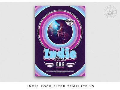 Indie Rock Flyer Template V5 album band blue blues concert cover design festival flyer gig indie live photoshop pink poster print promotional psd rock template