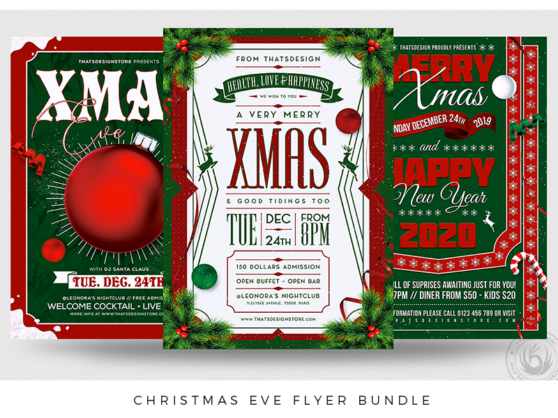 Christmas Eve Flyer Bundle by Lionel Laboureur on Dribbble