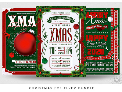 Christmas Eve Flyer Bundle bash celebration christmas club design flyer holidays market night nightclub party photoshop poster print psd red santa template toys xmas
