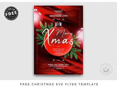 Free Christmas Eve Flyer Template ball christmas christmas party flyer free free psd freebie freebies invitation magical market photoshop poster print red template webdesign wishes xmas xmas card