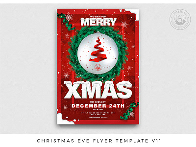 Christmas Eve Flyer Template V11 christmas club design eve flyer holidays market mountain party photoshop poster print psd race snow snowy template toys winter xmas