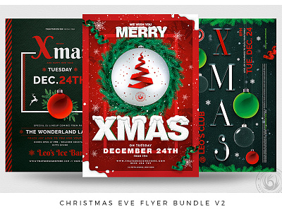 Christmas Eve Flyer Bundle V2 christmas classy club design elegant event flyer holidays market party photoshop poster print promotional psd season snowy template winter xmas