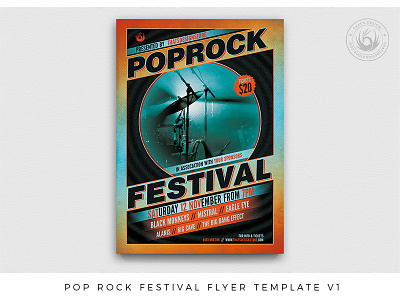 Pop Rock Festival Flyer Template V1 alternative band concert design drum fest festival flyer gig indie live music musician photoshop pop poster print psd rock template