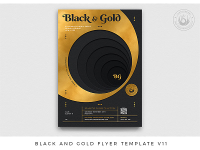 Black and Gold Flyer Template V11 abstract black black and gold branding classy design elegant exclusive flyer gold grand opening invitation minimal photoshop poster print promotional psd template vip