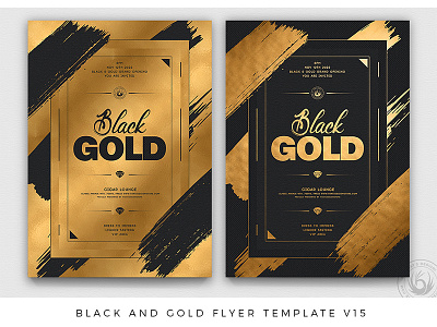 Black and Gold Flyer Template V15 black black and gold classy club elegant flyer gold golden invitation lounge luxury night nightclub party photoshop poster print psd psd design template
