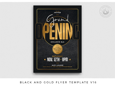 Black and Gold Flyer Template V16 black black and gold club design flyer gold golden grand opening leather luxury night nightclub party photoshop poster print promotion promotional psd template
