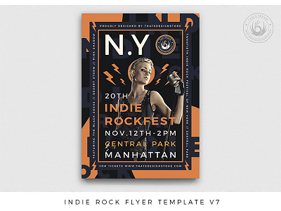 Indie Rock Flyer Template V7 album alternative band concert cover design festival flyer gig indie live music musician photoshop poster print psd rock template unplugged