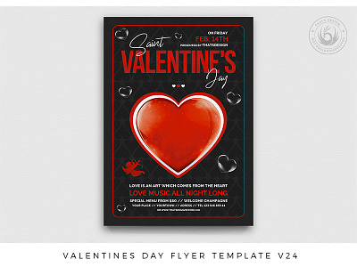 Valentines Day Flyer Template V24 black and red classy club design flyer heart hearty love lovely party photoshop poster print psd template valentine valentine day valentines valentines day valentinesday