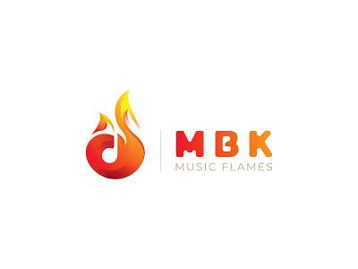 MBK Music Flames & Awards Logo art awards brand brand identity branding fire flame fox identity illustraion logo logotype music music awards music flames music note musician negative space orange symbol