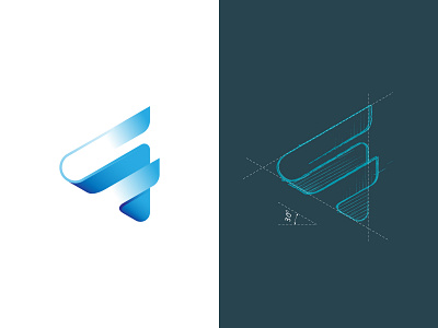 F Play Logo application blue branding creative entertainment f logo film grid letter f lettermark logo logo design logotype mark play play logo sketch sketchapp symbol