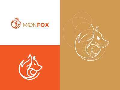 Moon Fox Logo animal animal logo creative creative logo dainogo fox fox logo grids logo logo design logo grid moon moon logo