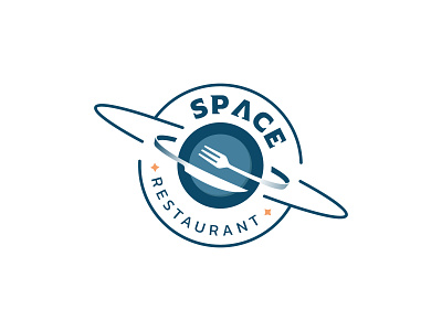 SPACE Restaurant Logo branding creative logo fork galaxy logo logo design logo ideas logofolio mark plant plate portfolio restaurant space spoon symbol