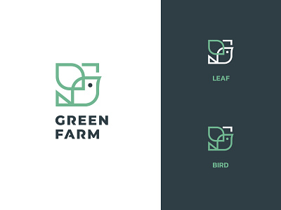 Green Farm Logo bird bird logo branding creative logo farm logo green farm green logo leaf leaf logo logo logo design mark minimal logo modern logo monogram simple logo symbol