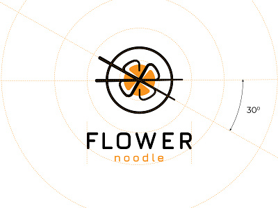 Flower Noodle Logo and Grid branding creative logo flower flower logo golden ratio grid identity logo logo design logo grid mark noodle noodle logo symbol yellow
