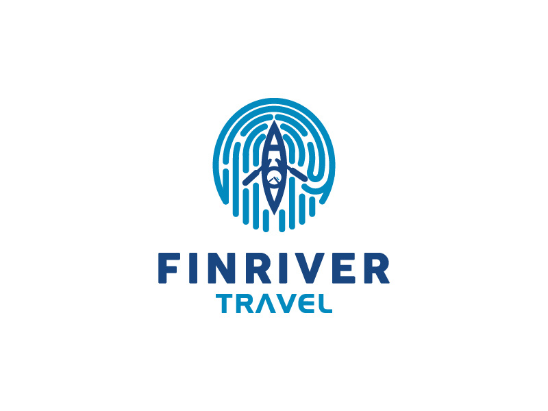 Finriver Travel Logo logo for sale river logo design logo concept branding brand travel boat fingerprint mark symbol