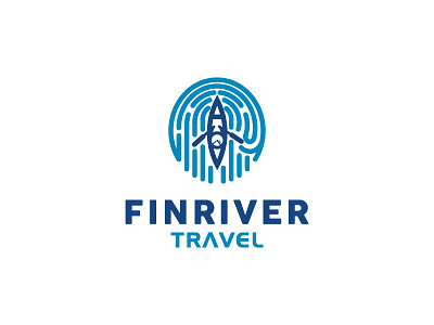 Finriver Travel Logo boat brand branding concept fingerprint logo logo design logo for sale mark river symbol travel