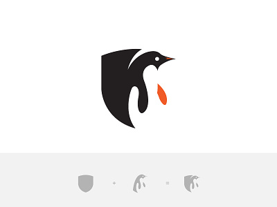 Penguin + Shield Logo animal logo branding concept cyber security internet linux logo logo design penguin safe shield